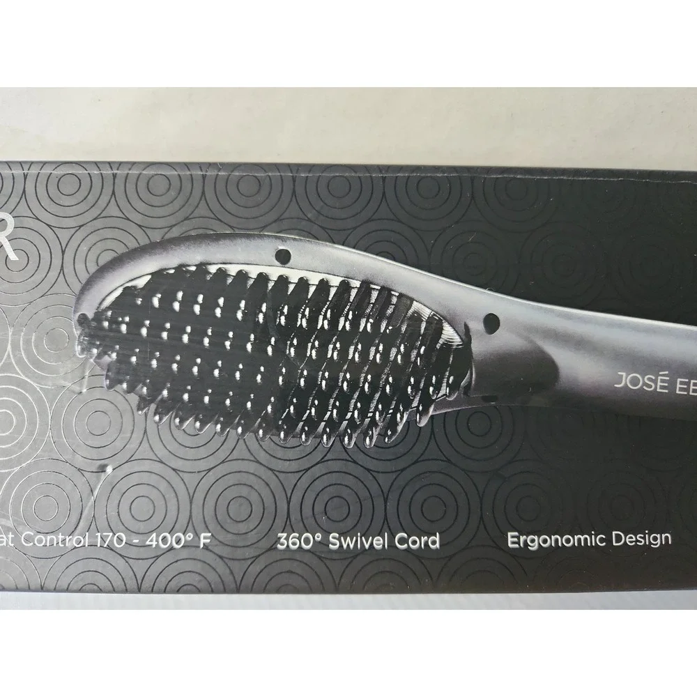 José Eber Digital Straightening Brush Heat Styling Tool Black Swivel Cord In Box